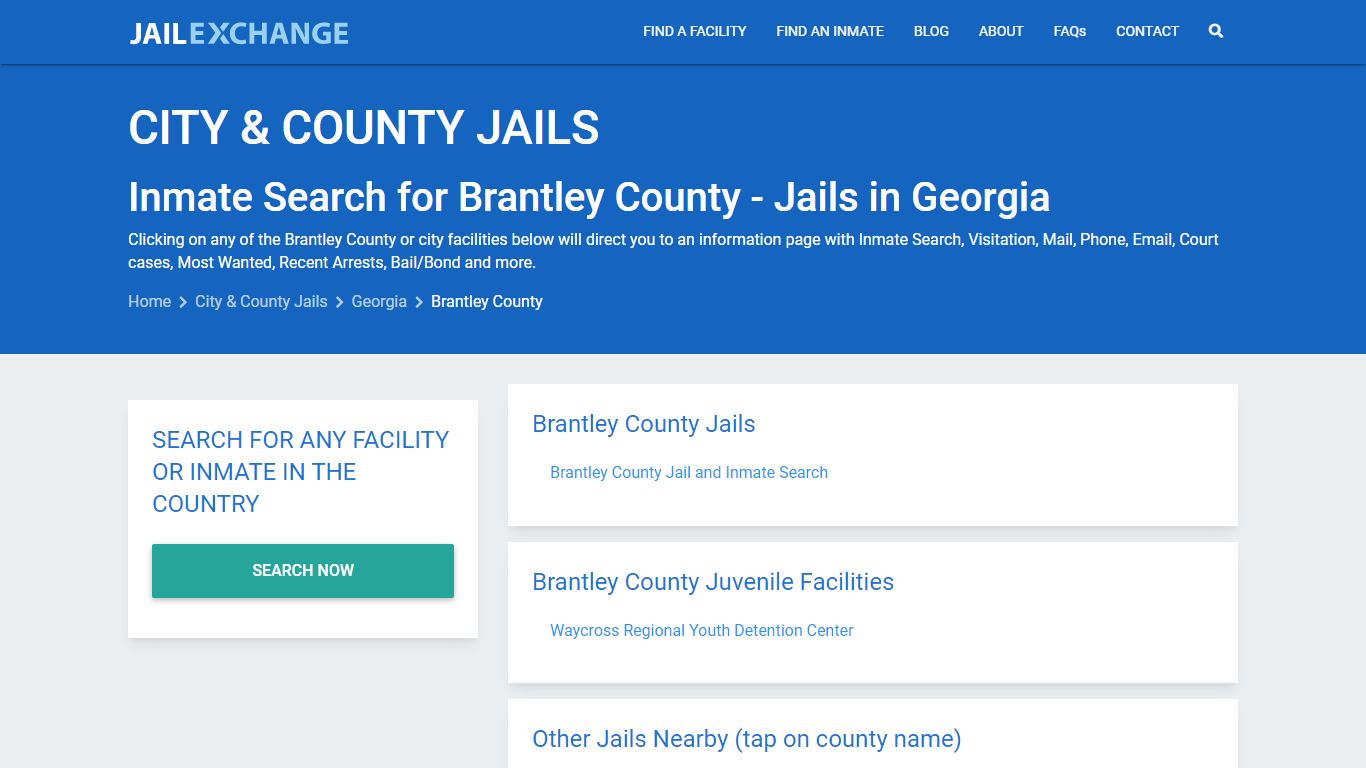 Inmate Search for Brantley County | Jails in Georgia - Jail Exchange